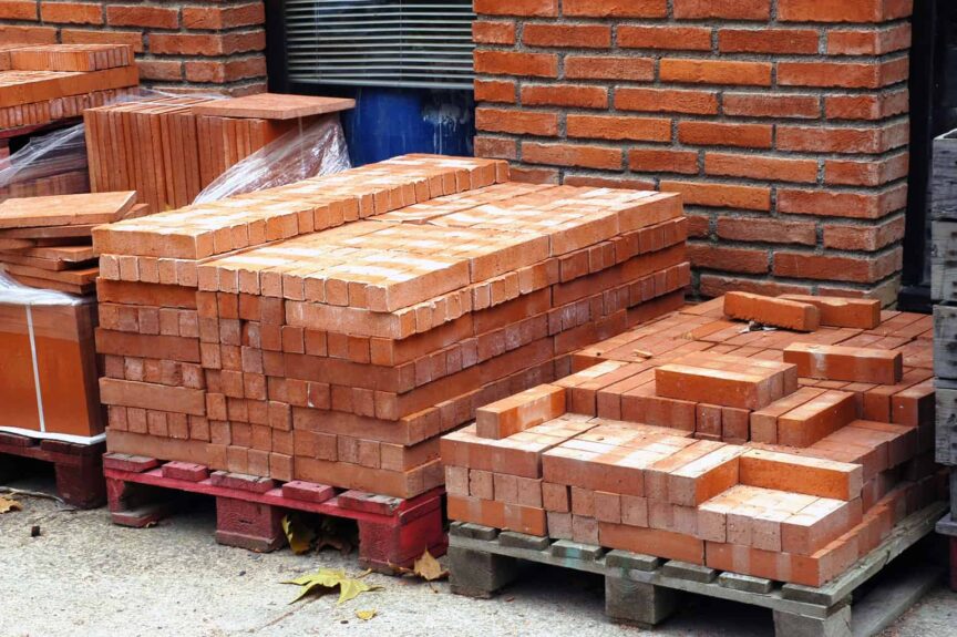 Bricks on Wood Pallets