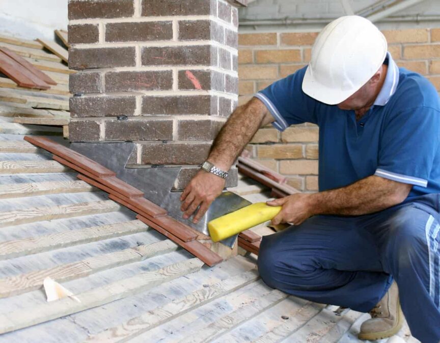 Contractor Installing Step Flashing