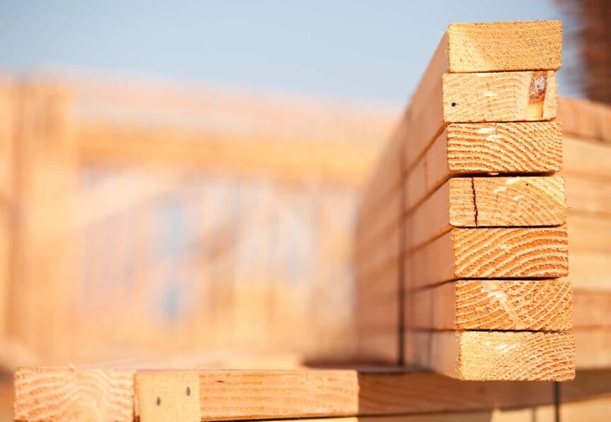 Wood Lumber at Construction Site