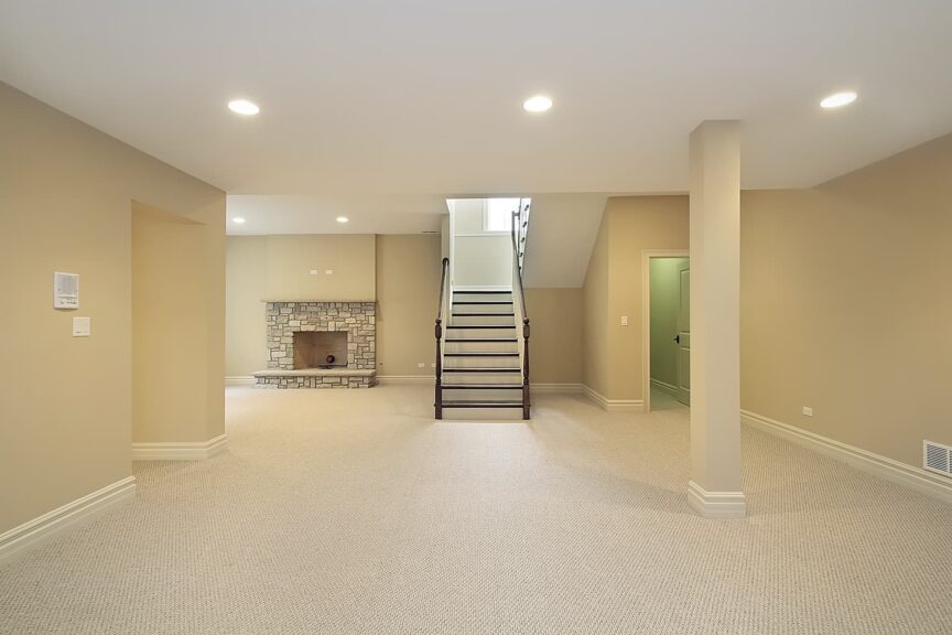 Finished Basement with Fireplace